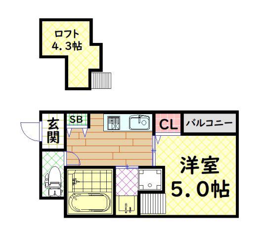 グランピア甲斐町東(1K/2階)の間取り写真