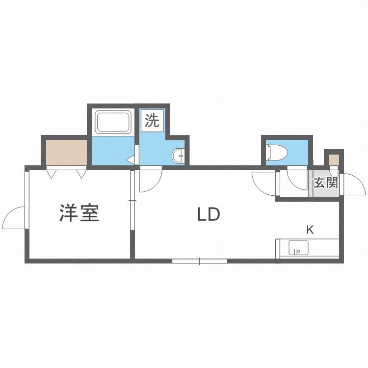 プレザント篠路(1LDK/2階)の間取り写真