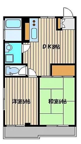 帆足ハウス(2DK/3階)の間取り写真