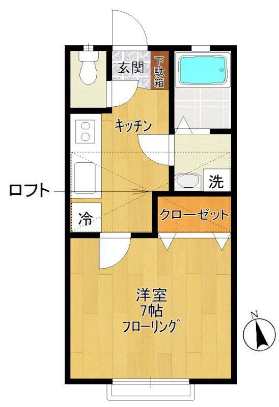 メゾン高野(1K/1階)の間取り写真