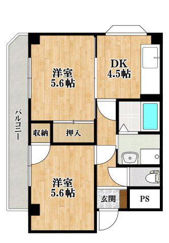 ふぁみゆ阿保I(2DK/3階)の間取り写真