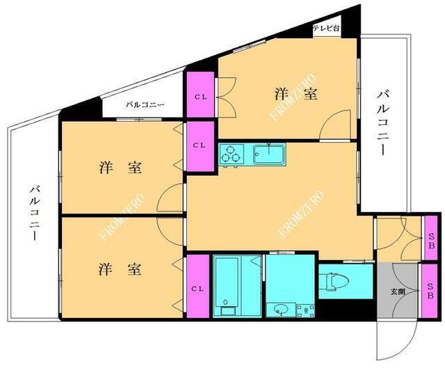 サカイリグリーンパーク北千住第7(3LDK/7階)の間取り写真