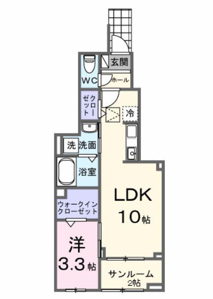フォーロ・デル・コート辻(1LDK/1階)の間取り写真