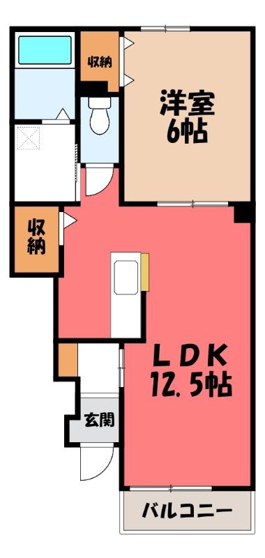 グレーシアD(1LDK/1階)の間取り写真