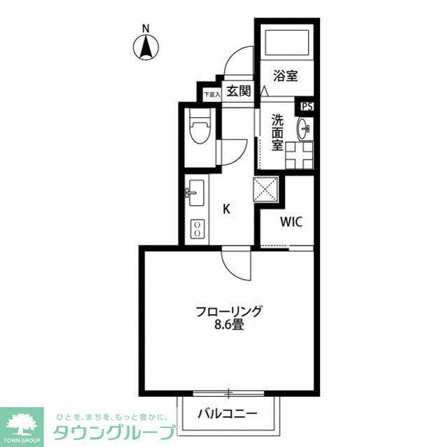 アムールKITAHARA(1K/1階)の間取り写真
