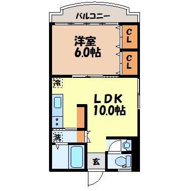 ハイツ山口(1DK/3階)の間取り写真