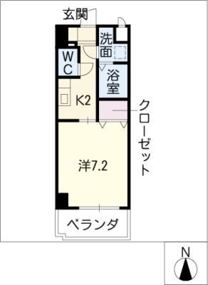 びぃ6植田(1K/2階)の間取り写真