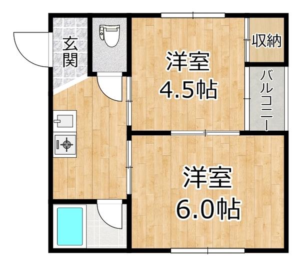 ピア西淀川C棟(2K/2階)の間取り写真
