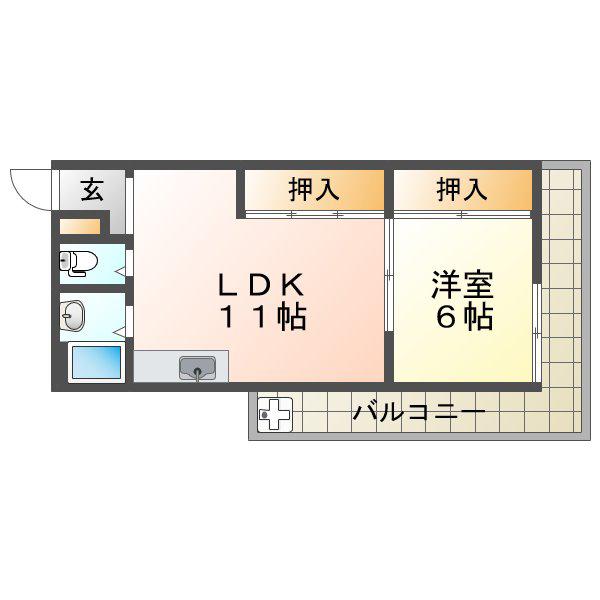 グリーンヒル清水が丘(1LDK/3階)の間取り写真