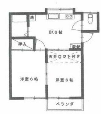 シャトーゆうき(2DK/2階)の間取り写真