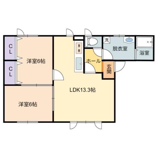 アオバハイツ(2LDK/1階)の間取り写真