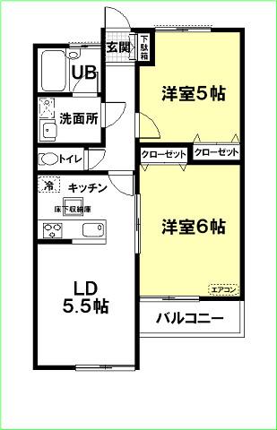 アーバニズム71B(2LDK/2階)の間取り写真