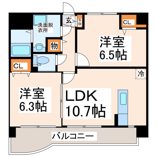 BRILLANTE PIAZZA(2LDK/5階)の間取り写真