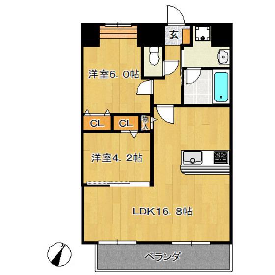 グランシャリオOBU(2LDK/3階)の間取り写真