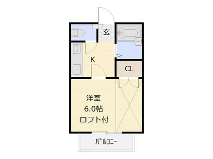 パークストリート(1K/1階)の間取り写真