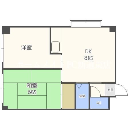 南郷ハイツイレブン(2LDK/2階)の間取り写真