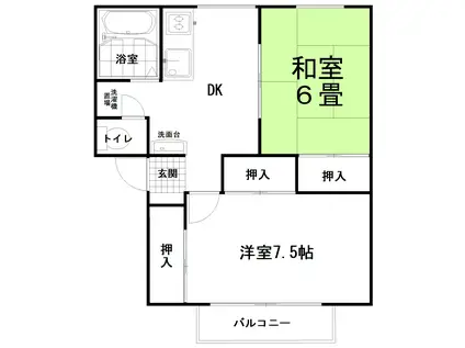 ウィンディア8B(2DK/2階)の間取り写真