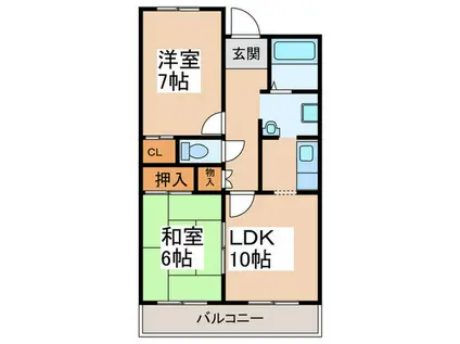 パークサイドモリヤーズ(2LDK/1階)の間取り写真