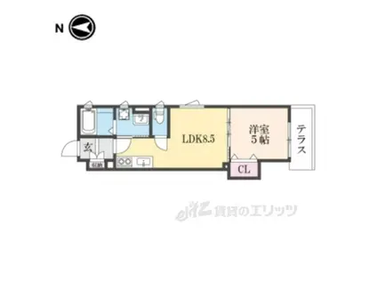 クリエオーレ郡津Ⅱ(1LDK/1階)の間取り写真