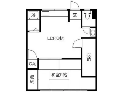 浜の宮ビル(1DK/2階)の間取り写真