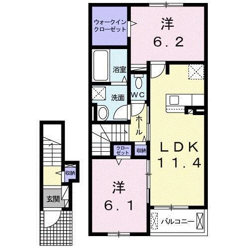 ハウス AIAI(2LDK/2階)の間取り写真