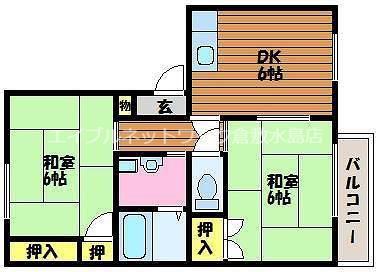 メゾングロワール I(2DK/2階)の間取り写真