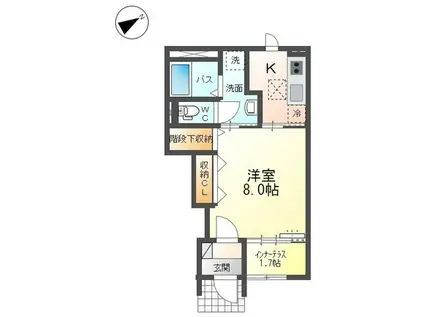 ベルクレール(1K/1階)の間取り写真