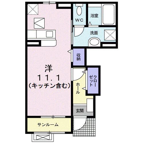 シャルマン(ワンルーム/1階)の間取り写真