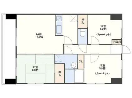 ロアール西山(3LDK/3階)の間取り写真