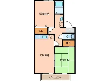 セジュールアントIII(2DK/1階)の間取り写真