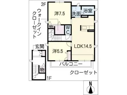 ファミール野一色(2LDK/2階)の間取り写真