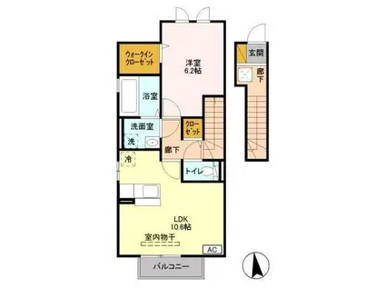 スパローハウス参番舘B(1LDK/2階)の間取り写真