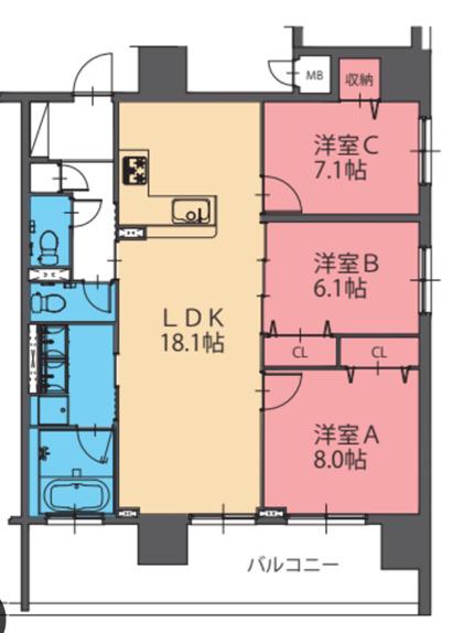 さくらHILLS ROKUBAN PLATINUM RESIDENCE(3LDK/13階)の間取り写真