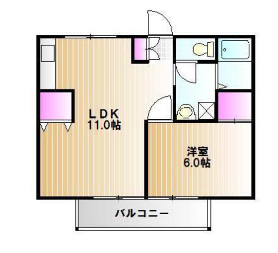 コーポ中井B(1LDK/1階)の間取り写真