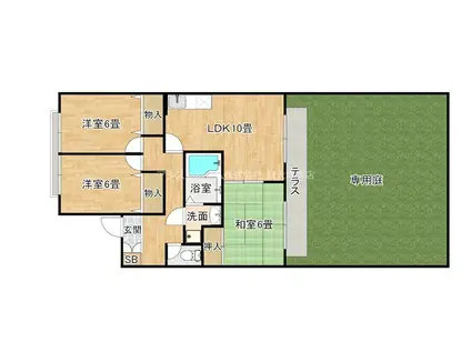 アンジェラスA(3LDK/1階)の間取り写真