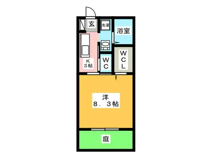 Gソレーユ(1K/1階)の間取り写真