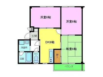 リバーサイド小車 5号棟(3DK/1階)の間取り写真