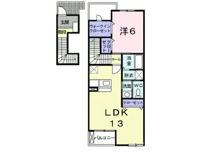 プラシードS(1LDK/2階)の間取り写真