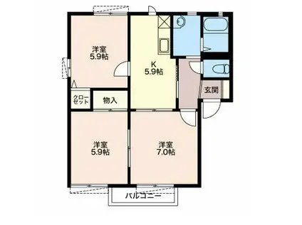 フォーレス藤(3K/2階)の間取り写真