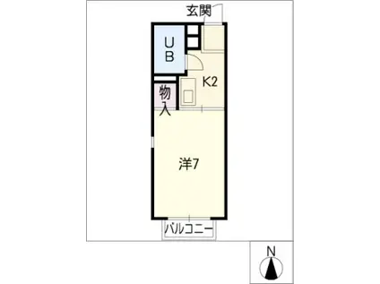 ドーミトリ前山C棟(1K/1階)の間取り写真
