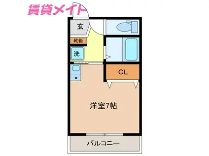プライム富洲原(ワンルーム/3階)の間取り写真