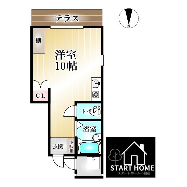田上コート フレアベニール(ワンルーム/2階)の間取り写真