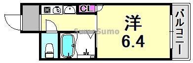 第6カシノハイツ(1K/2階)の間取り写真