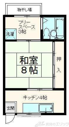 高瀬ハイツ(1K/3階)の間取り写真