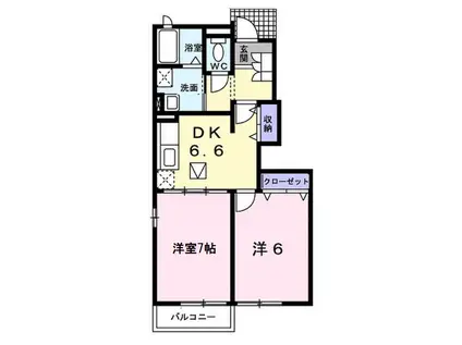 ファシネイション春日1(2DK/1階)の間取り写真