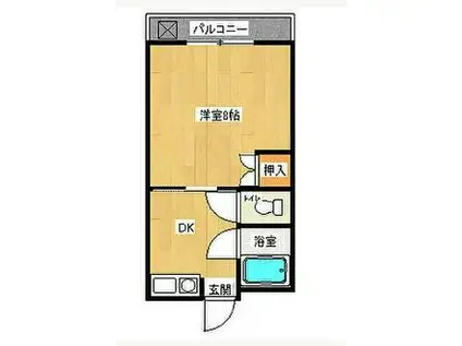 ハイツ矢賀新町II(1K/4階)の間取り写真