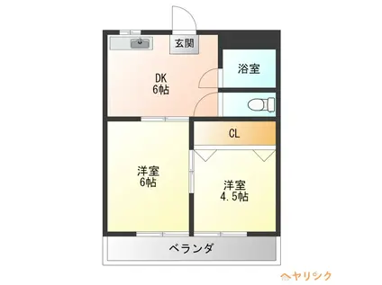 マンションアイユー(2DK/2階)の間取り写真