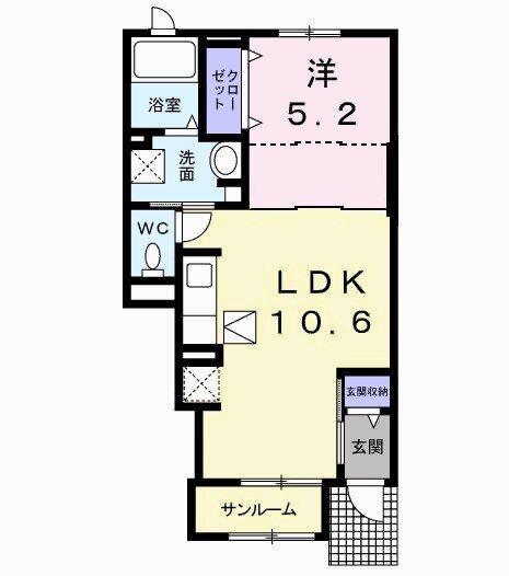 ソーレ・メゾンIII(1LDK/1階)の間取り写真