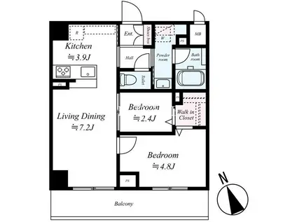 ヴェルデ若葉(2LDK/3階)の間取り写真