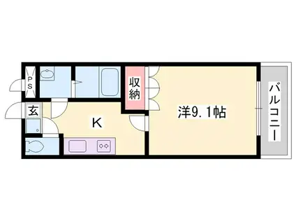 ナチュラリーハイツI(1K/1階)の間取り写真